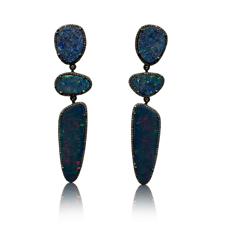 Boulder Opal Triple Drop Earrings 4