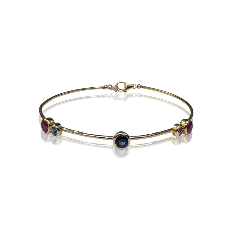 14k Sapphire Hammered Wire Bracelet