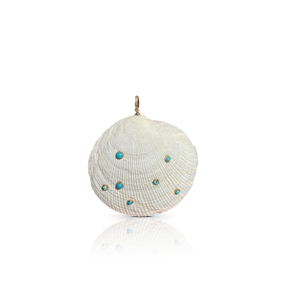 14k Bezel Turquoise Clam Shell Charm