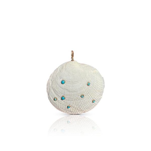 14k Bezel Turquoise Clam Shell Charm