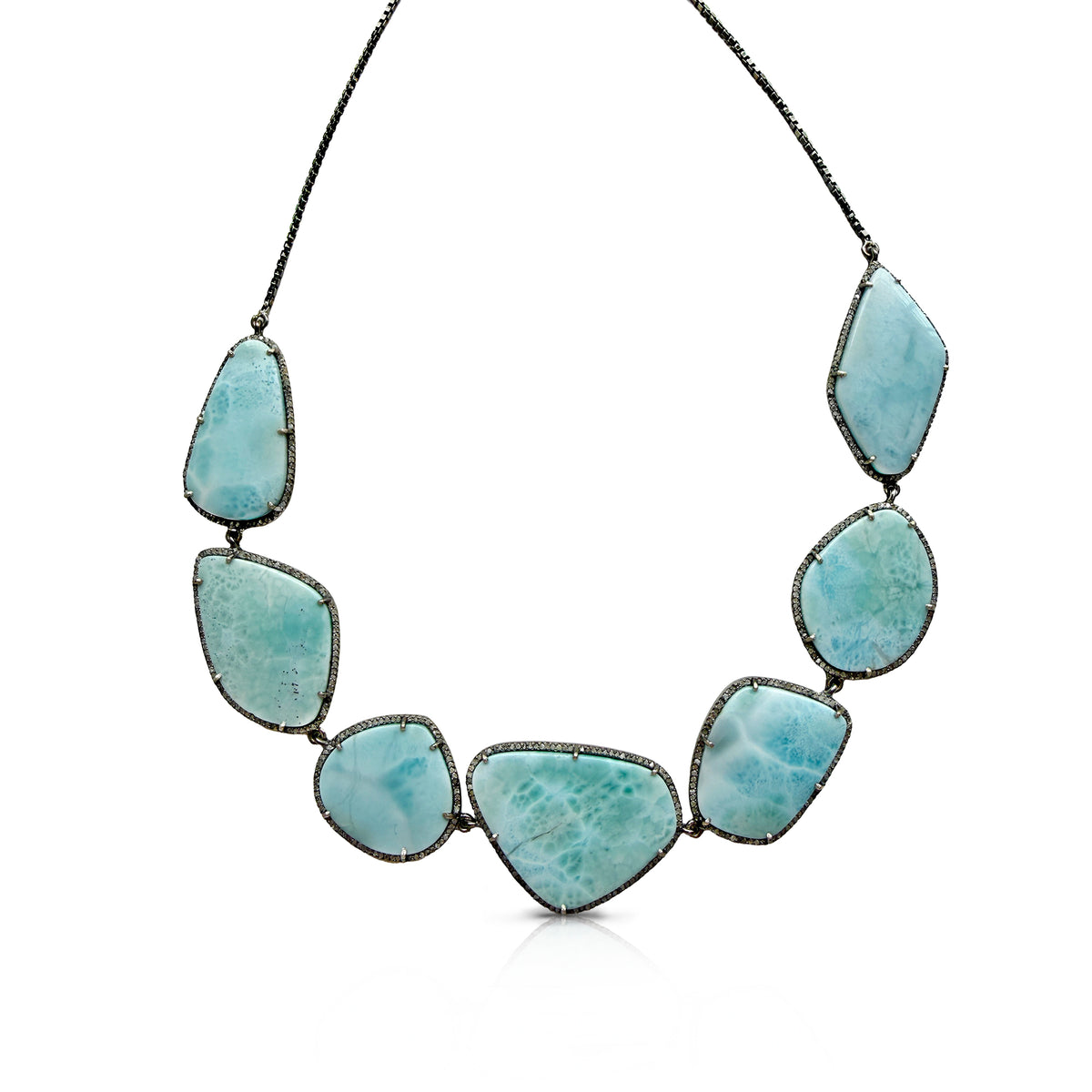 Larimar Silver Choker Necklace