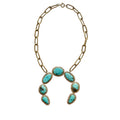 14k Turquoise Baguette Squash Blossom Necklace