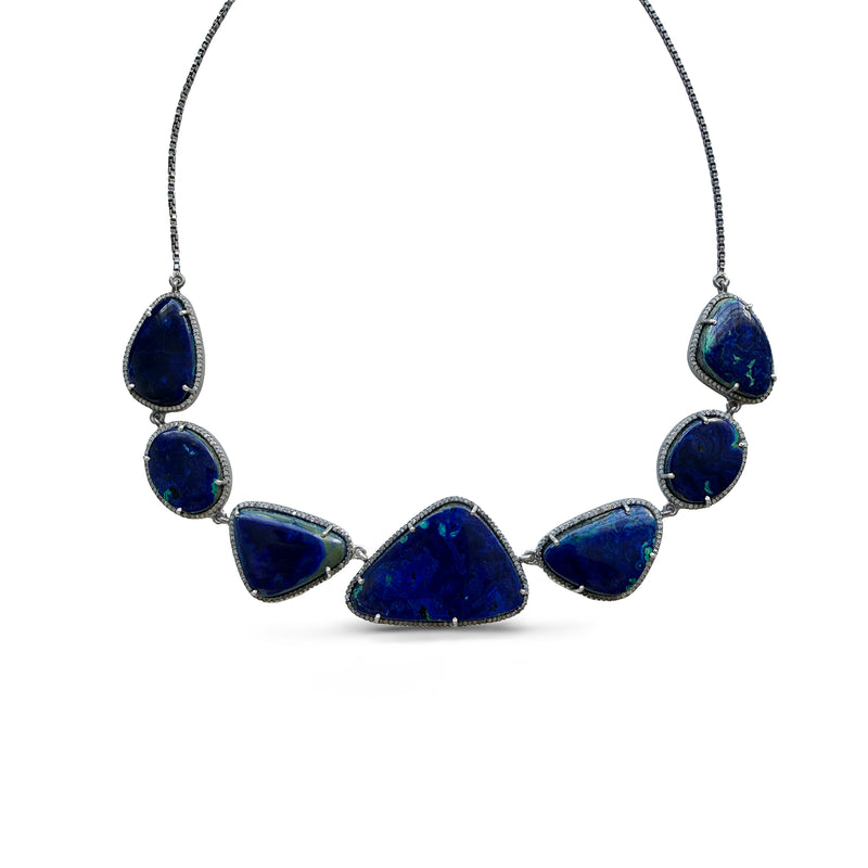 Azurite Silver Choker Necklace