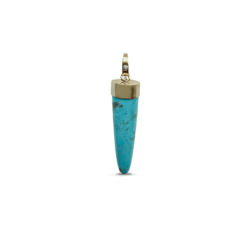 14k Kingman Turquoise Elongated Cabochon Charm 5