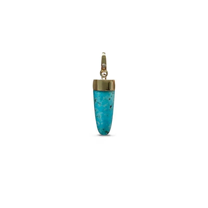 14k Kingman Turquoise Elongated Cabochon Charm 2