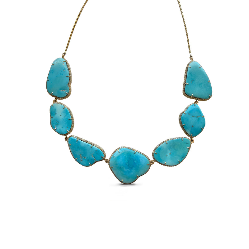 14k Turquoise Diamond Choker