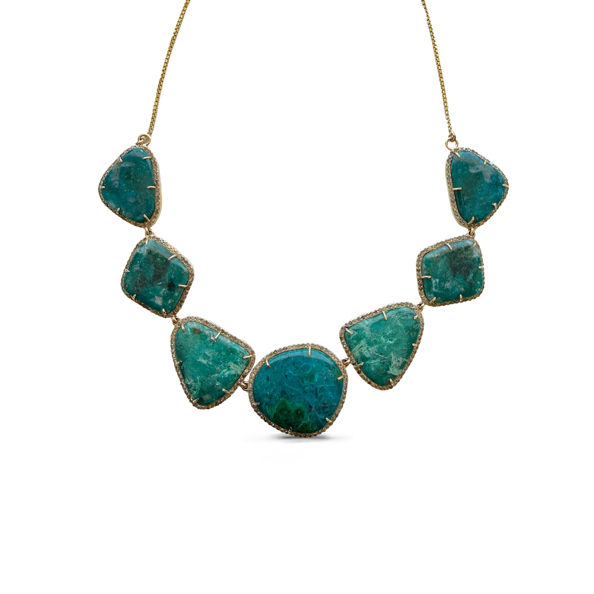 14k Chrysocolla Diamond Choker