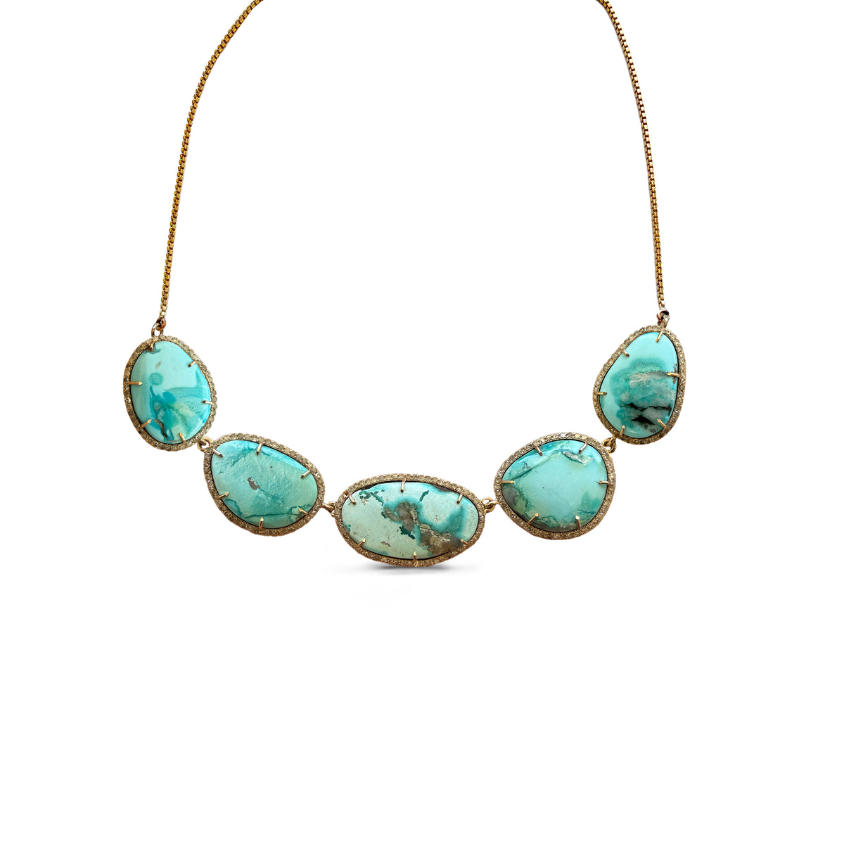 14k Kingman Turquoise Diamond Choker