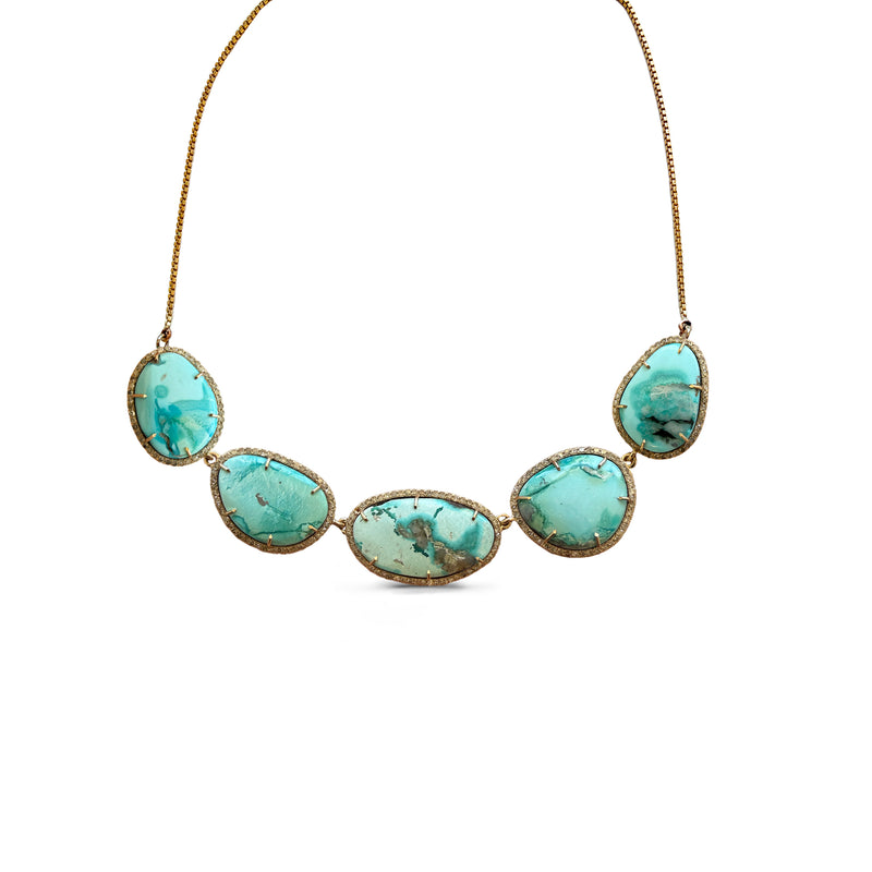 14k Kingman Turquoise Diamond Choker
