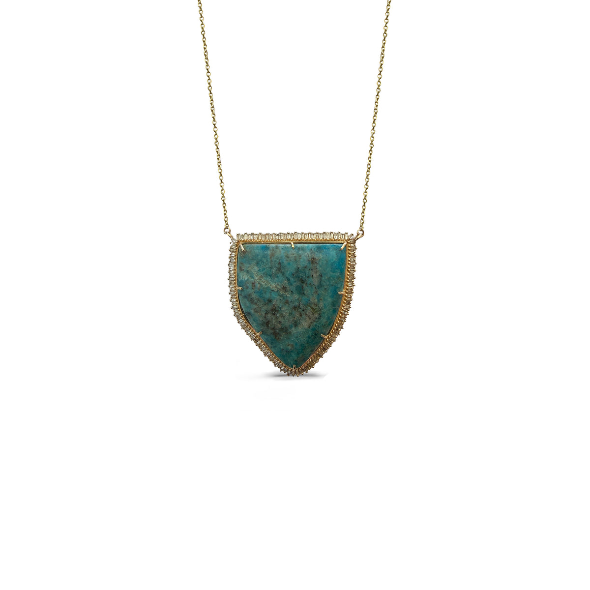 14k Nacozari Turquoise Shield Necklace