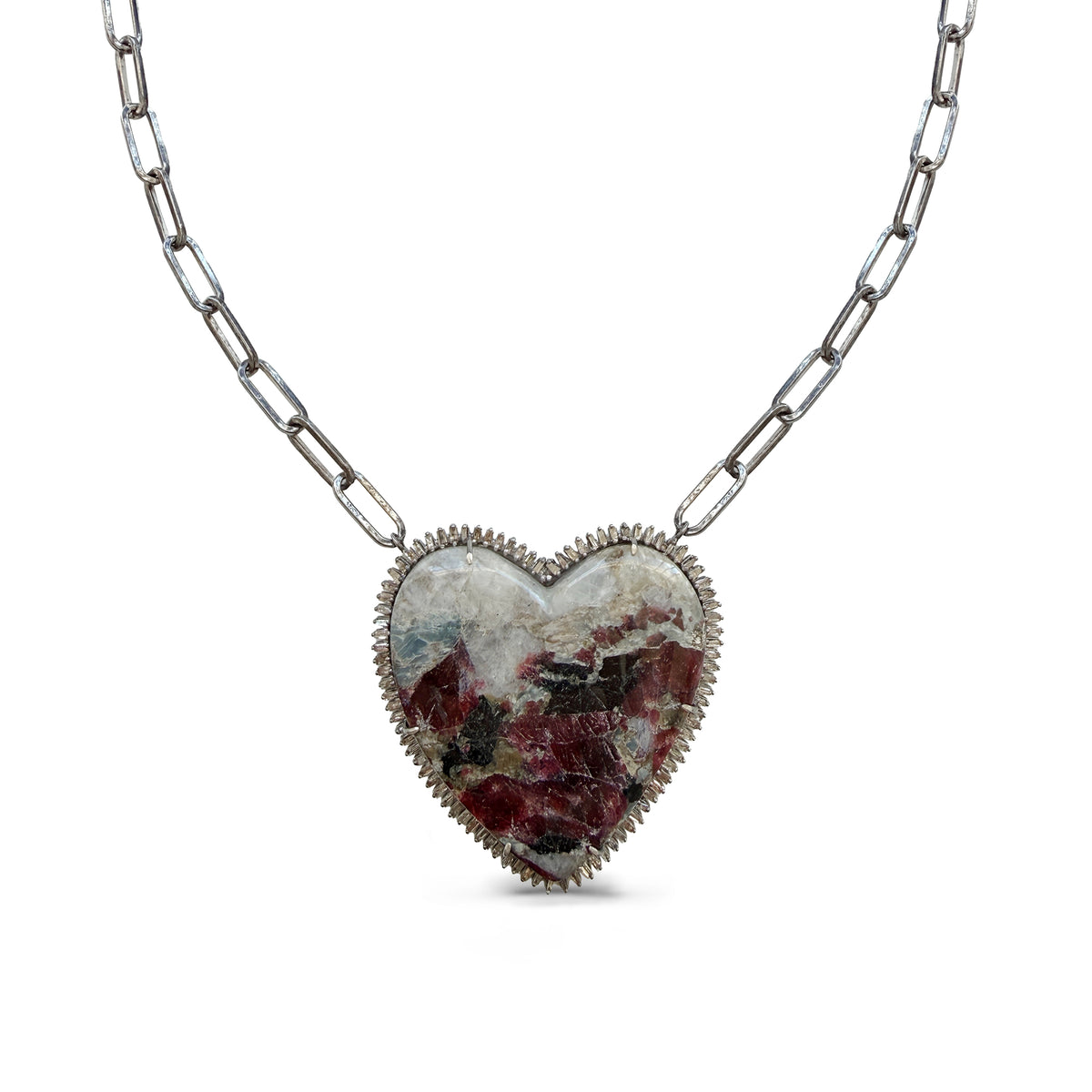 Eudialyte Baguette Heart Necklace