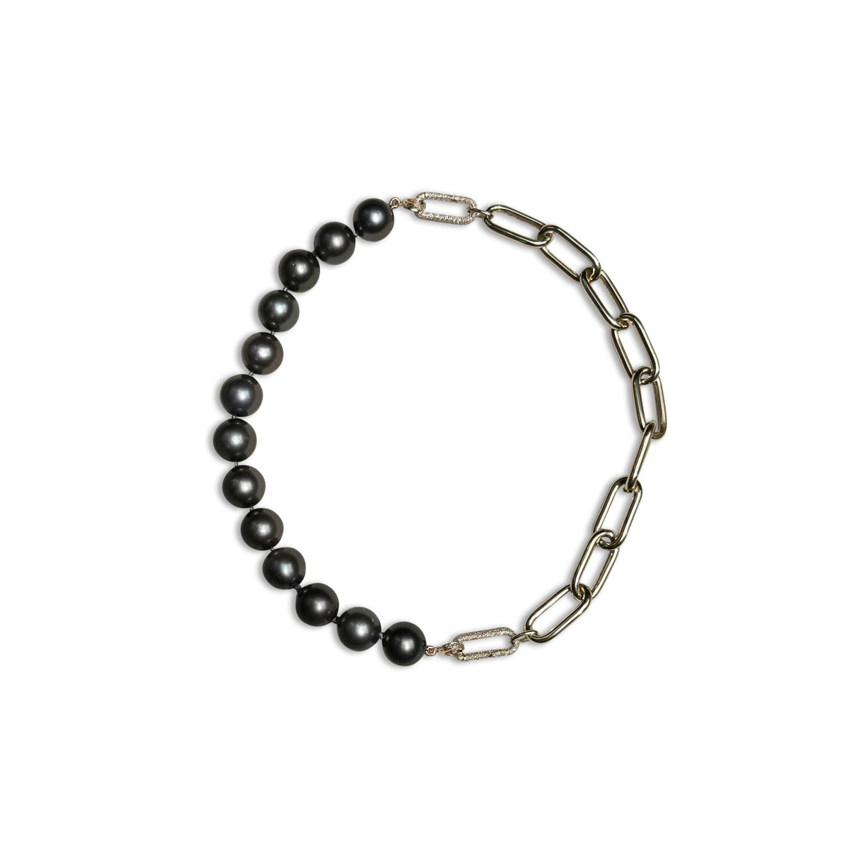 14k Jumbo Tahitian Pearl and Jumbo Chain Necklace