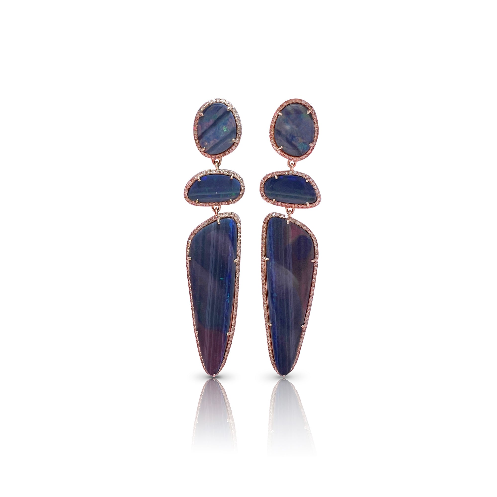 14k Boulder Opal Triple Drop Earrings