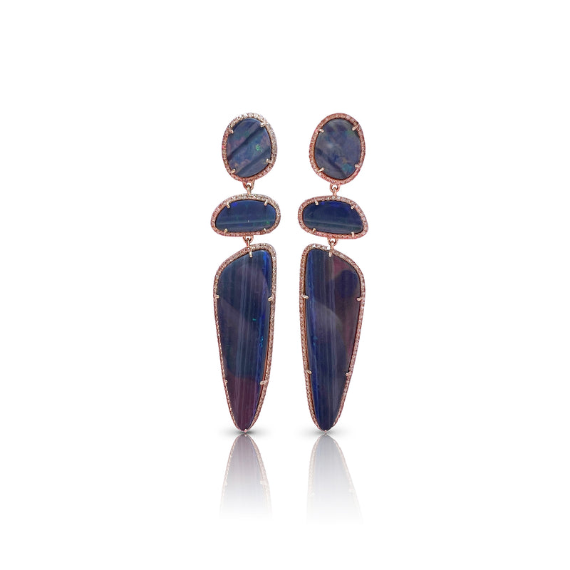 14k Boulder Opal Triple Drop Earrings
