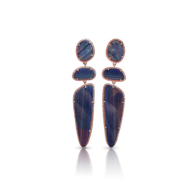 14k Boulder Opal Triple Drop Earrings