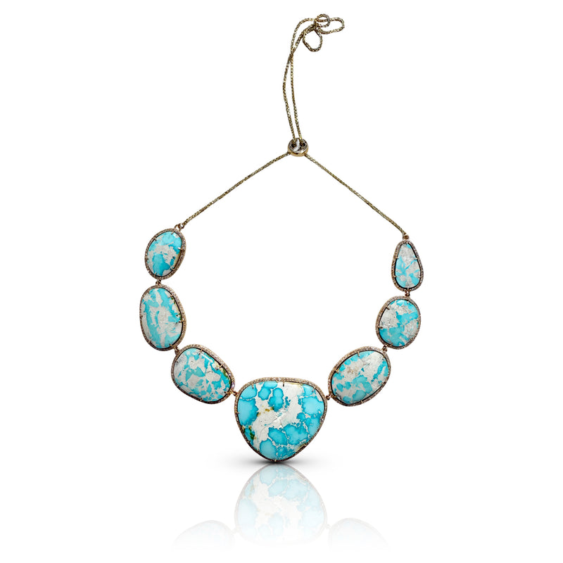 14k Sonoran Turquoise and Diamond Choker