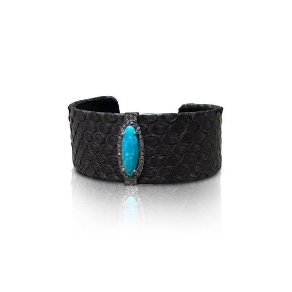 Grey Turquoise Python Cuff