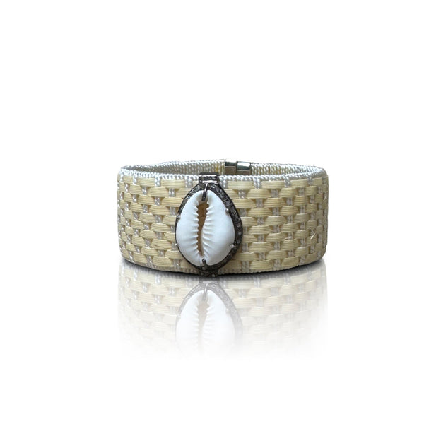 Small Cowrie Rattan Woven Cuff