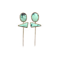14k Varascite Double Drop Earrings with Spike