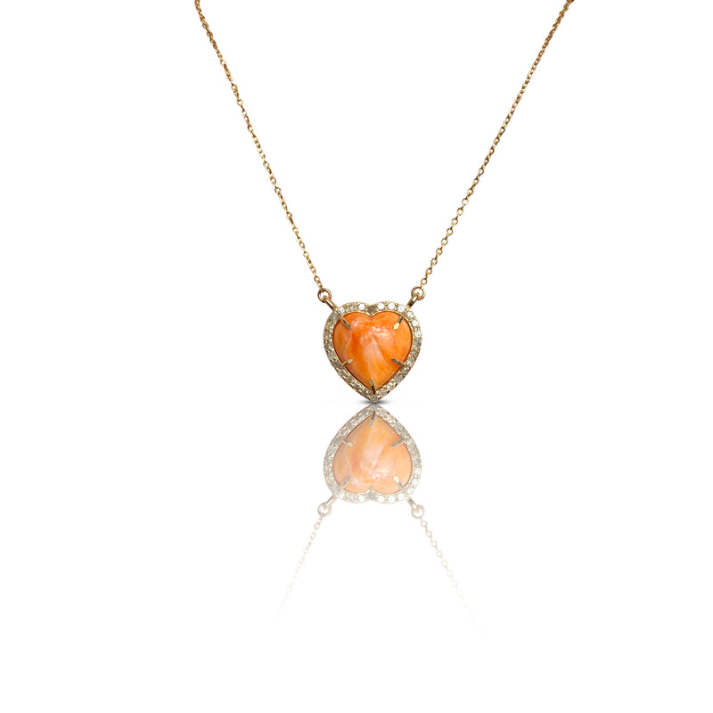 14k Spiney Oyster Shell Heart Necklace NEW