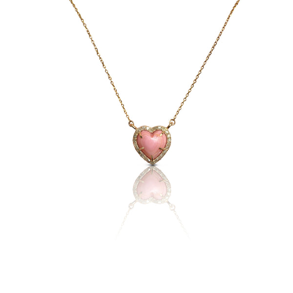 14k Mini Pink Conch Shell Heart Necklace NEW