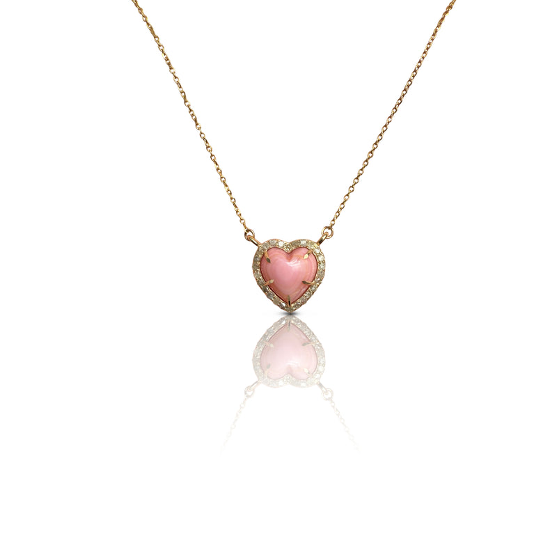 14k Mini Pink Conch Shell Heart Necklace NEW