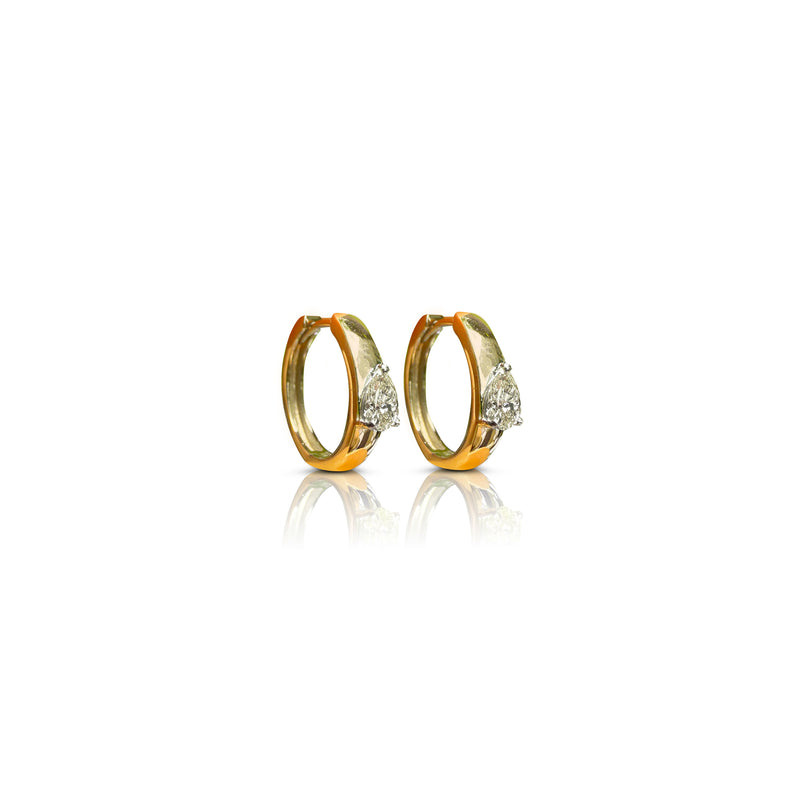 Yellow Gold Pear Diamond Huggie