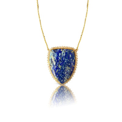14k Lapis Shield Necklace
