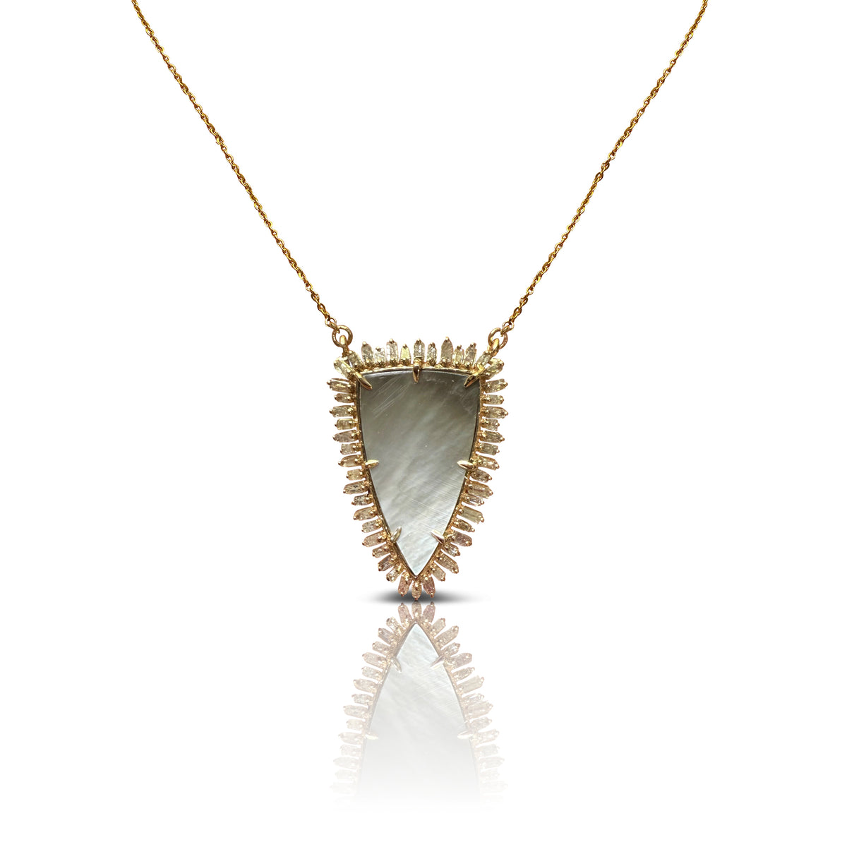 14k Mini Mother of Pearl Shield Necklace