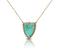 14k Sonoran Turquoise Baguette Shield Necklace