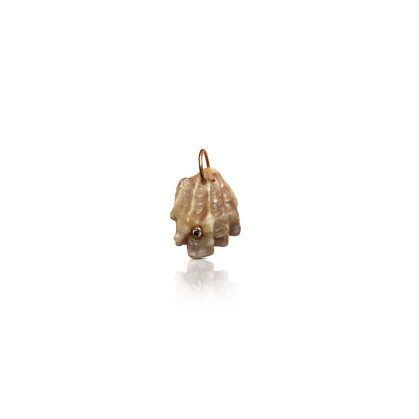 14k Kitten Paw Shell Diamond Charm