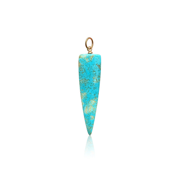 14k Elongated Turquoise Charm