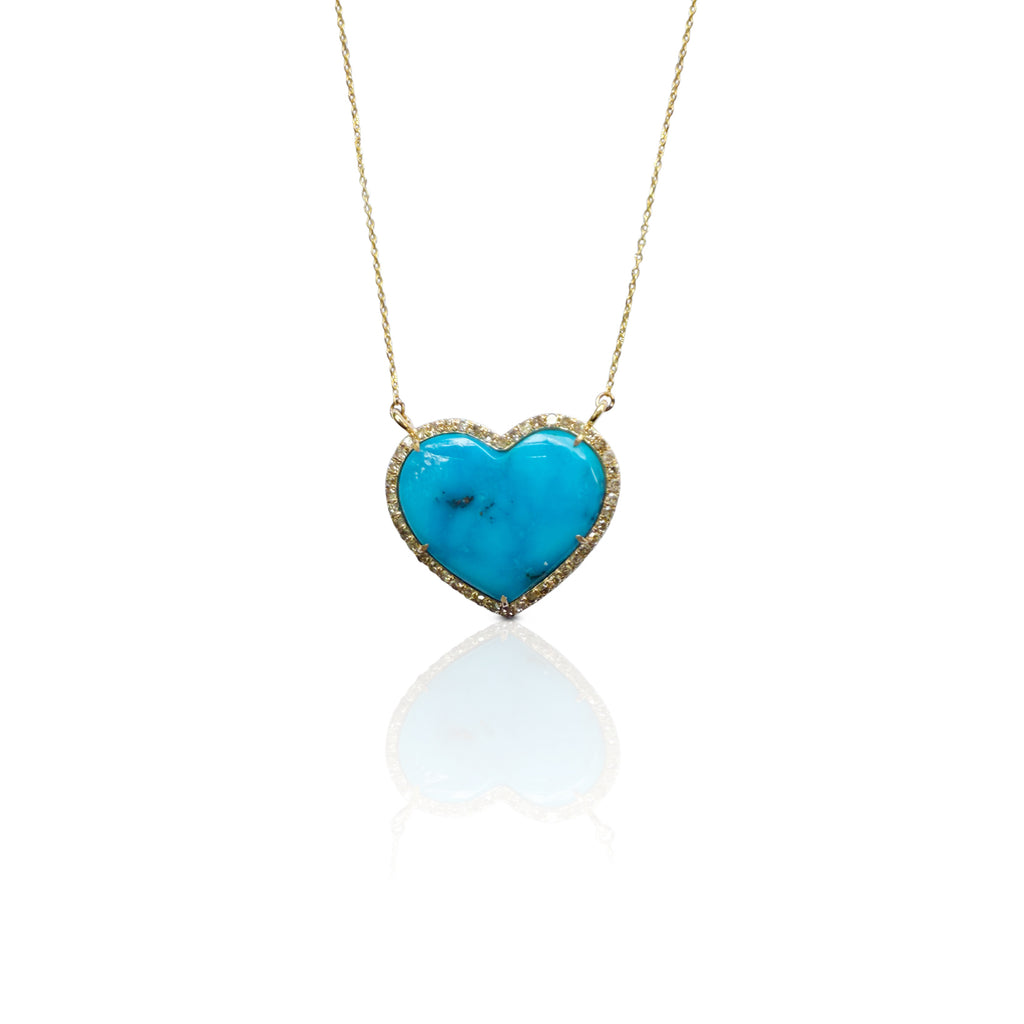 14k Kingman Turquoise Heart Necklace