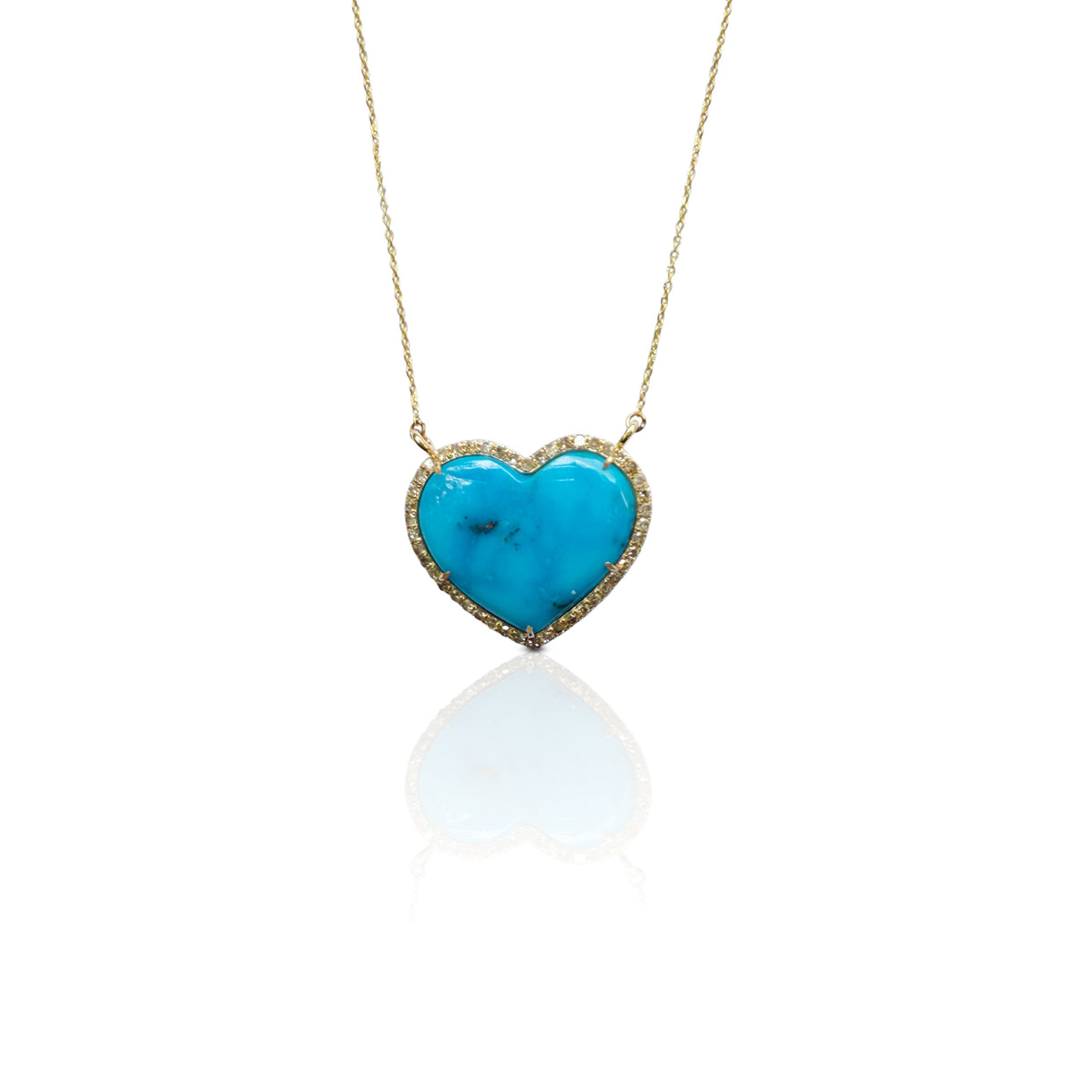 14k Kingman Turquoise Heart Necklace