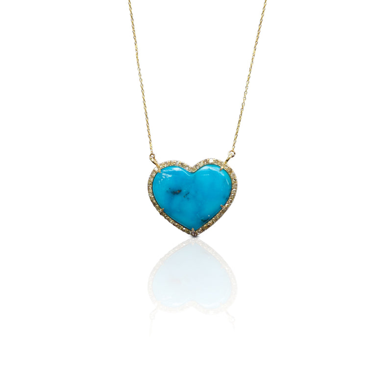 14k Kingman Turquoise Heart Necklace