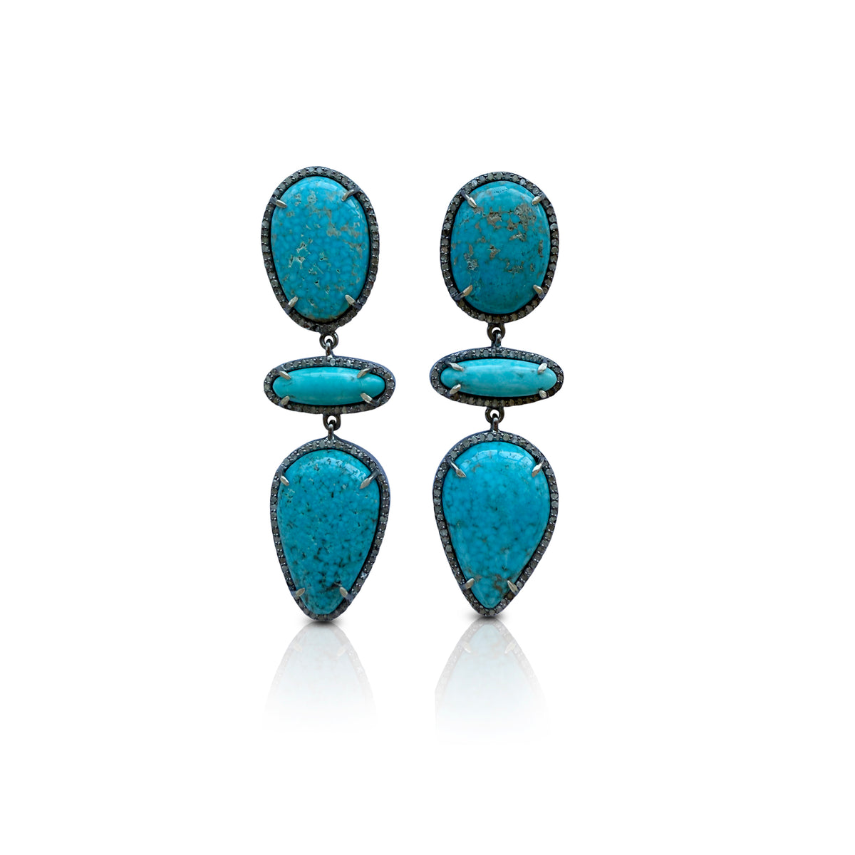 Kingman Turquoise Triple Drop Earrings 4