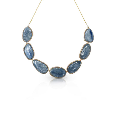 14k Gold and Diamond Kyanite Necklace