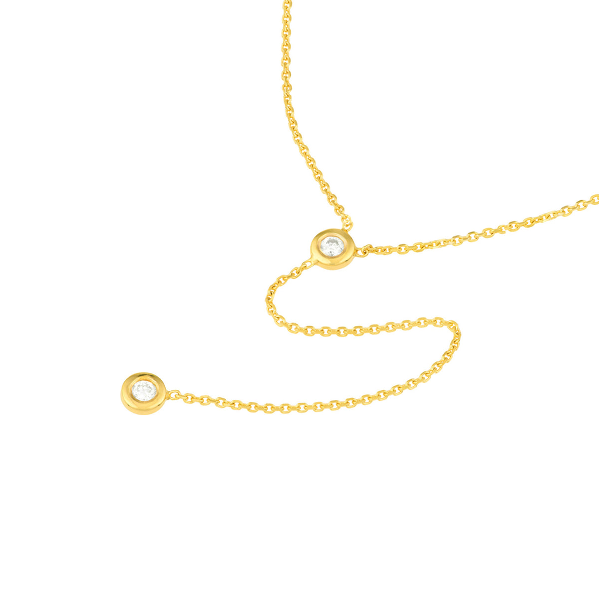 14k Gold Diamond Lariat Necklace