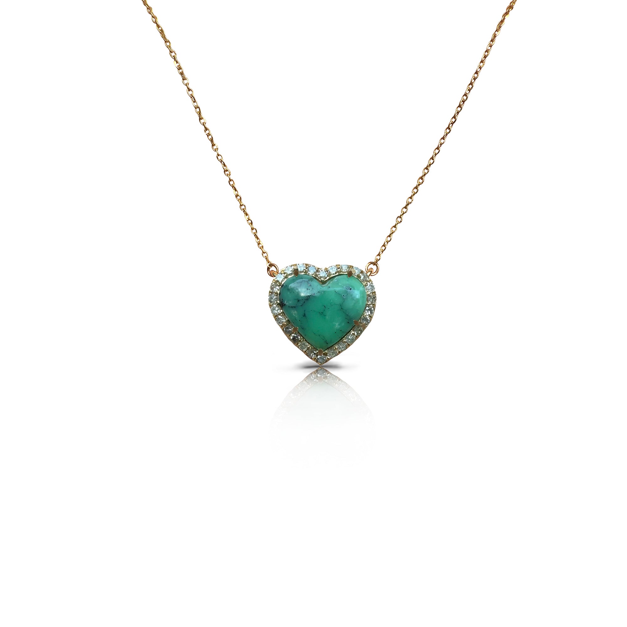 14k Mini Black Bridge Variscite Heart Necklace