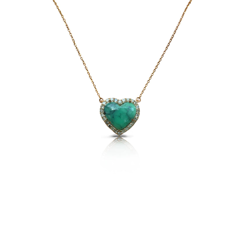 14k Mini Black Bridge Variscite Heart Necklace
