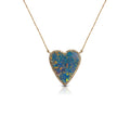 14k Boulder Opal Heart Diamond Necklace