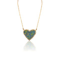 14k Boulder Opal Heart Diamond Necklace