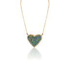14k Boulder Opal Heart Diamond Necklace