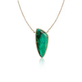14k Chrysocolla Elongated Teardrop Diamond Necklace