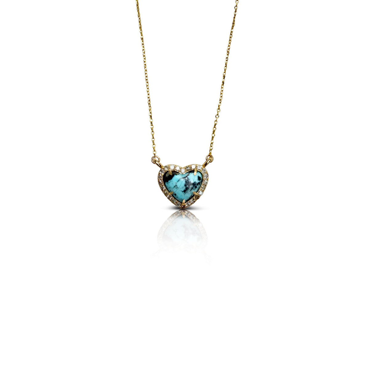 14k 9mm Kingman Turquoise Heart Necklace NEW