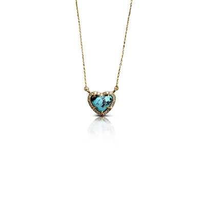 14k 9mm Kingman Turquoise Heart Necklace NEW