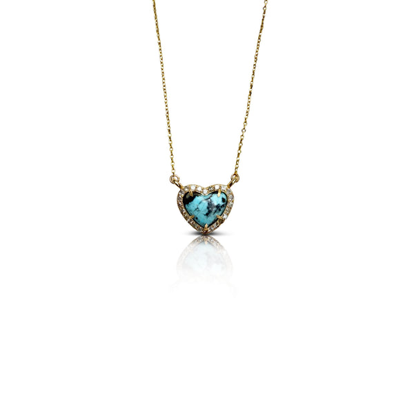 14k 9mm Kingman Turquoise Heart Necklace NEW