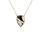 14k Petrified Peanut Wood Shield Necklace