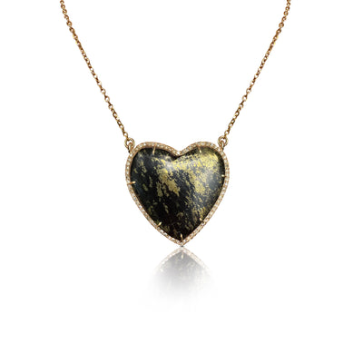 14k Small Apache Gold Heart Diamond Necklace