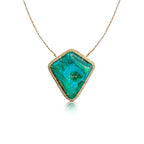 14k Chrysocolla Kite Diamond Necklace